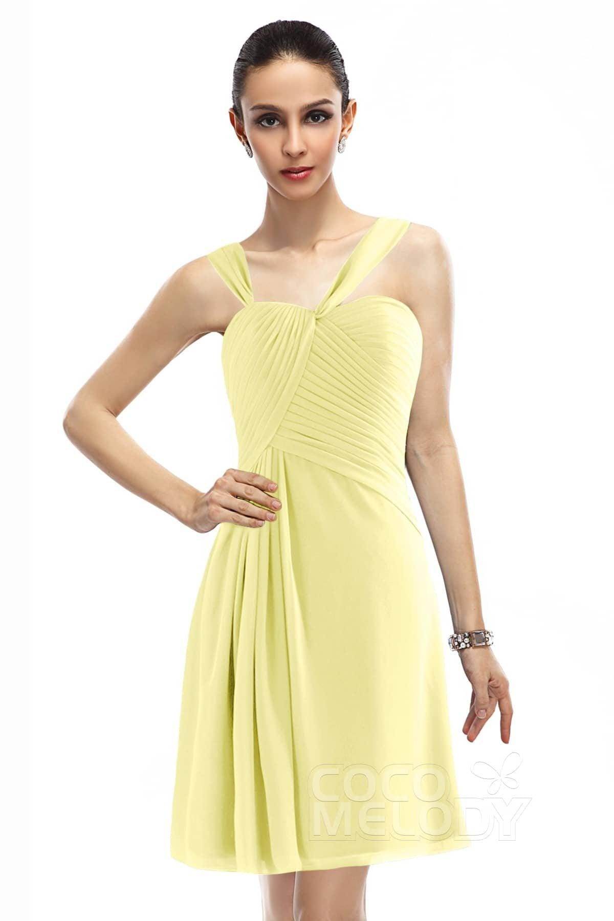 A-Line Knee Length Chiffon Bridesmaid Dress COZK1401A - COCOMELODY